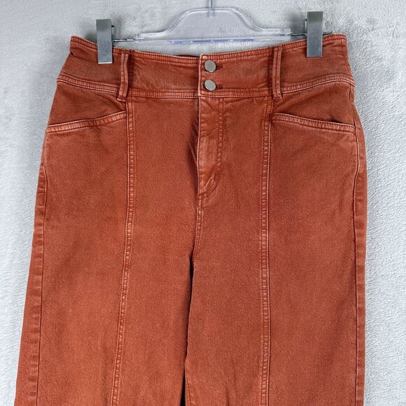 Ann Taylor Straight Leg Jeans High Rise Womens Size 8 Pintuck High Waist Orange - Picture 3 of 12